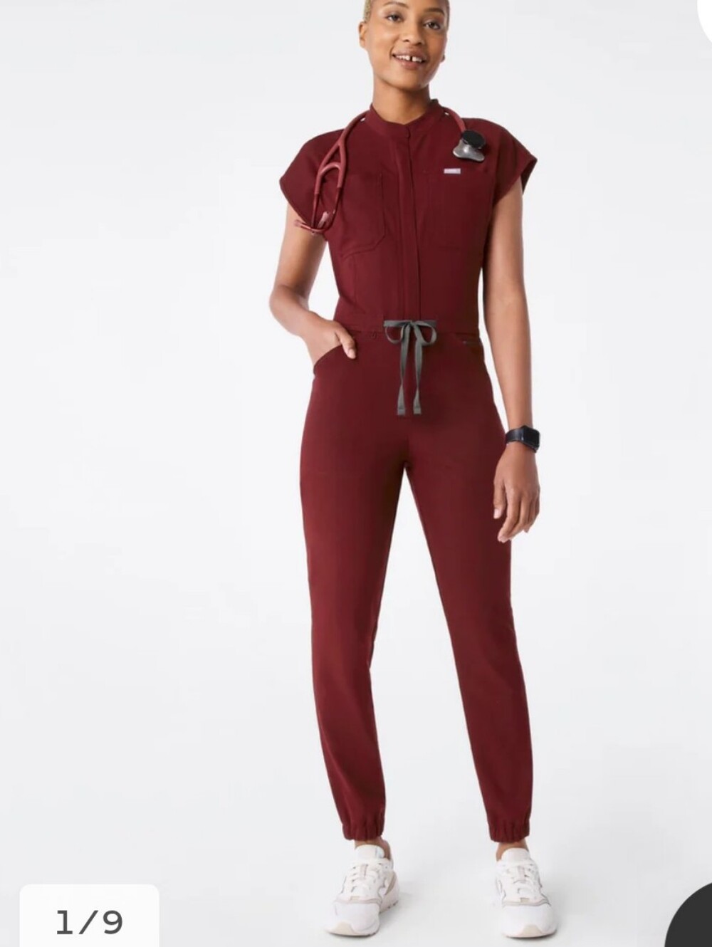 Rafaela Jogger ScrubJumpsuit, Burgundy, XXS